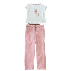 🎈🎈🎈Girls Pant & Top Set Joules Girls Unicorn T-Shirt Pink Oshkosh Corduroy Jeans